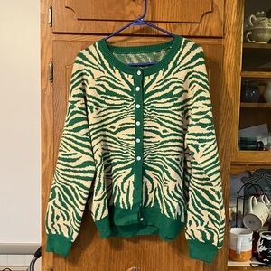 Green Zebra Print Women's Sweater
